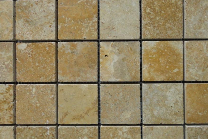 Мозаика каменная - Травертин желтый полированный
