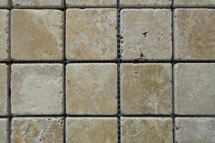 Мозаика каменная - Травертин желтый состаренный 